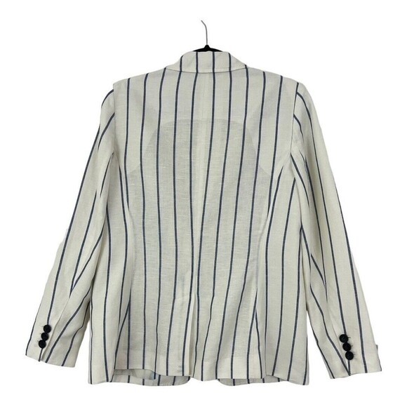 Talbots Womens Size 8 Classic Striped Linen Blazer - Picture 2 of 4